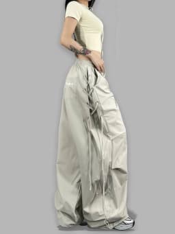 American Streetwear Jogging Cargo Pants Women High Waist Side Straps Loose Punk Wide Leg Trousers Fashion Hip Hop Parachute Pant
