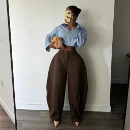 Women High Waist Barrel Wide Leg Pants Front Seam Straight Curved Baggy Trousers Casual Oversized Loose Balloon Pants Bottoms