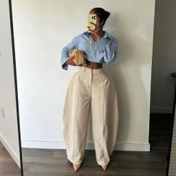 Women High Waist Barrel Wide Leg Pants Front Seam Straight Curved Baggy Trousers Casual Oversized Loose Balloon Pants Bottoms