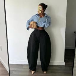 Women High Waist Barrel Wide Leg Pants Front Seam Straight Curved Baggy Trousers Casual Oversized Loose Balloon Pants Bottoms