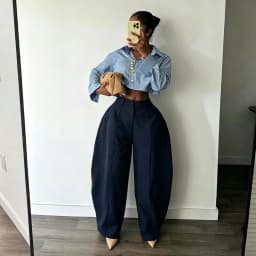 Women High Waist Barrel Wide Leg Pants Front Seam Straight Curved Baggy Trousers Casual Oversized Loose Balloon Pants Bottoms