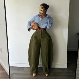 Women High Waist Barrel Wide Leg Pants Front Seam Straight Curved Baggy Trousers Casual Oversized Loose Balloon Pants Bottoms