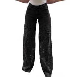 Japanese and Korean Casual Women's Pants with Lace Patchwork and Hollowed Out Jeans, Elegant Temperament, Spring New Product