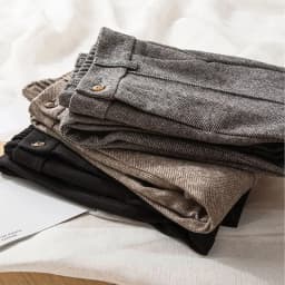 Women's Herringbone Woolen Trousers Autumn Winter Fleece Thicken Straight Harem Pants Suit Pants Female Warm Casual Pants 2025