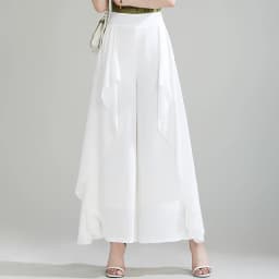 ZUZK Summer Ruffles Chiffion Pants Elastic Waist White Pants Women Fashion Lady Dance Pants baggy pants Wide Leg Pants