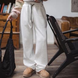 Maden Casual Loose Fleece-lined Sweatpants with Double-bar Striped Design Trousers for Women's Autumn and Winter Sports Pants