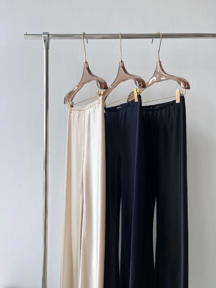 Spring and Summer New Basic Acetate Fabric Mercerization Minimalist Loose Casual Women's Wide Leg Pants