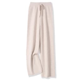 Women 100% Merino Wool Wide Leg Pants Autumn Winter Basic Soft Warm Pure Wool Knit Casual Simple Style Solid Knitted Trousers