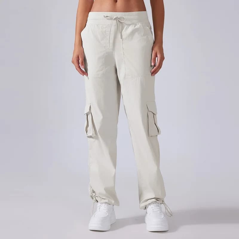 Women's Outdoor Sports Pants Lightweight Quick-Dry Workout Pants with Multiple Pockets Wide-Leg Cargo Casual Pants