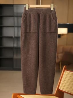 New Classy Autumn Winter Soft Thick Warm Wool Women Pencil Pants Woman 100% Merino Wool Trousers Elastic Waist Knited Wool Pants