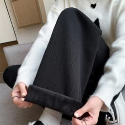 2025 Winter Fleece Lined Warm Pants Women Solid Color Wide Leg Pants Woman Comfortable Elastic High Waist Trousers Female