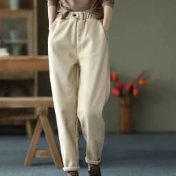 Autumn Winter Warm Cotton Thick Haren Pants For women Elastic waist with plush Casual Pants Solid color Loose Student Trousers