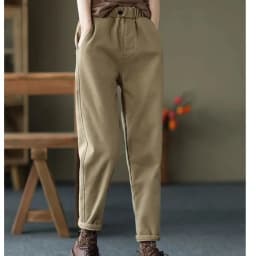 Autumn Winter Warm Cotton Thick Haren Pants For women Elastic waist with plush Casual Pants Solid color Loose Student Trousers