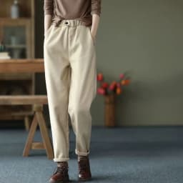 Autumn Winter Warm Cotton Thick Haren Pants For women Elastic waist with plush Casual Pants Solid color Loose Student Trousers