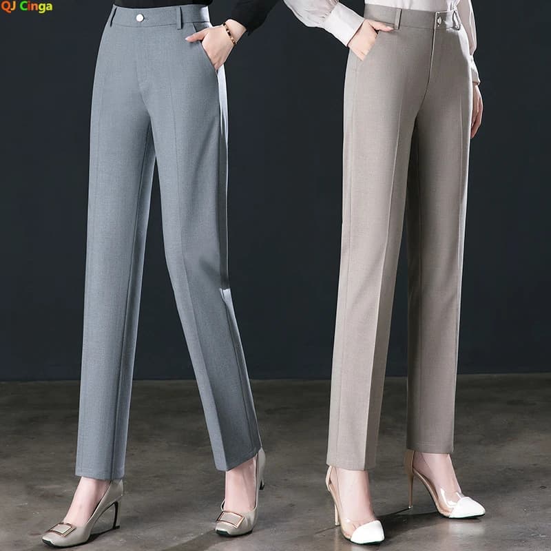 2026 New Women's Suit Pants, Black Gray Khaki Pantalones Spring Female Slim Trousers, Asian Size 26 27 28 29 30 31 32 33