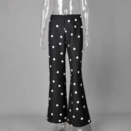 Linad Casual Polka Dot Loose Long Pants Women 2026 Street Chic High Waist Zipper Wide Leg Pants Spring Vintage Trousers Female