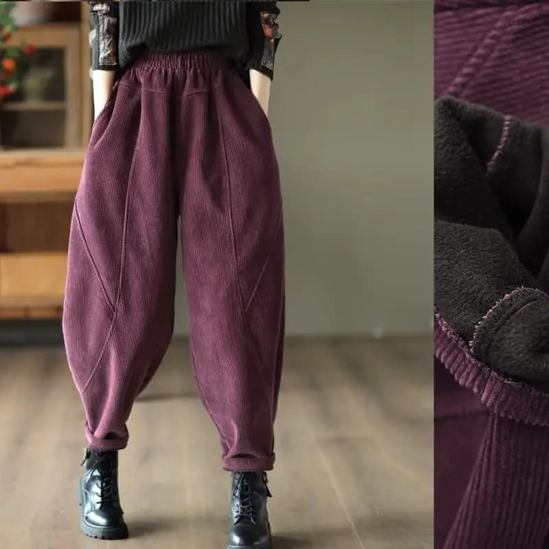Chenille Velvet Thickened Versatile Casual Pants for Women Autumn Winter New Loose Spliced Harem Pants Female Solid Warm Trouser