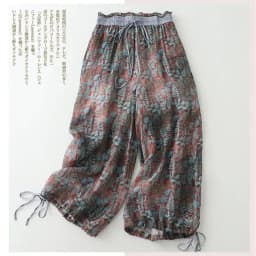 Limiguyue Vintage Floral Print Thin Ramie Pants Women Summer Elastic Waist Ankle-Length Trousers Loose Wide Legs Pants E478