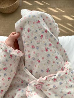 Spring Autumn 2026 Sweet Floral Print Long Sleeve Long Pants Sleepwear Women's Doll Collar Wooden Trim Open Cardigan Hom...