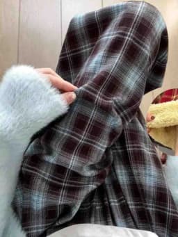 plus Size Plaid Pants Women's High Waist Straight Leg Fce Lined Casual Home Wear Polyester Fiber Elastic Band China Made