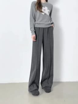 SENTUBILA Knit Sweat Pants for Women 2026 Autumn Winter Acetate Wool Silk Blend Trousers Casual Versatile Bottoms 154K80280