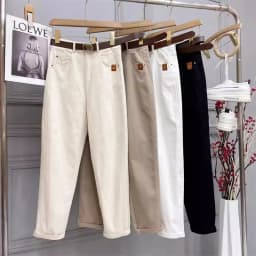 2025 Spring Autumn New High Waist Jeans Women's Fashion Loose Versatile Thicken Casual Pants Oversized Female Warm Trousers 4XL
