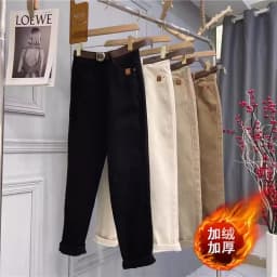 2025 Spring Autumn New High Waist Jeans Women's Fashion Loose Versatile Thicken Casual Pants Oversized Female Warm Trousers 4XL