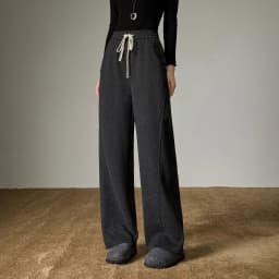 TOYOUTH Women Split Design Casual Pants 2026 Spring New Elastic High-Waisted Sporty Loungewear Slouchy Trousers