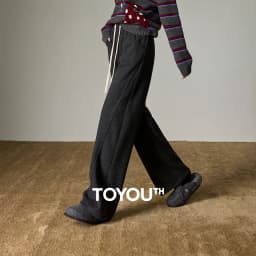 TOYOUTH Women Split Design Casual Pants 2026 Spring New Elastic High-Waisted Sporty Loungewear Slouchy Trousers