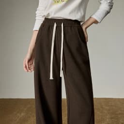 TOYOUTH Women Split Design Casual Pants 2026 Spring New Elastic High-Waisted Sporty Loungewear Slouchy Trousers