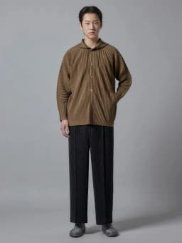 ISSEY 2026 New Arrival Miyake Pleated Pants Textured Casual Relaxed Fit Wide-Leg Cropped Trousers for Men
