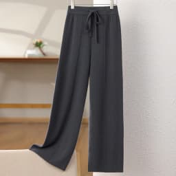 New Arrival Women High Waist Wide Leg Pants For Autumn Winter Thick Warm Solid Basic Casual Trousers 100% Merino Wool Knitwear