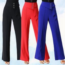 Spring Summer Women Wide-Leg Pants Fashion Latin Dance Pants Female Solid Dance Pants Ladies High Waist Casual Loose Trousers