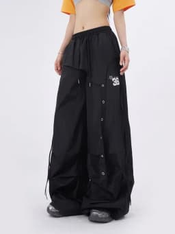 Y2K Streetwear Cargo Pants Women High Waist Baggy Patchwork Parachute Pants Bf Hip Hop All Match Ribbon Jazz Dance Sweatpants