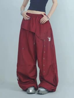 Y2K Streetwear Cargo Pants Women High Waist Baggy Patchwork Parachute Pants Bf Hip Hop All Match Ribbon Jazz Dance Sweatpants
