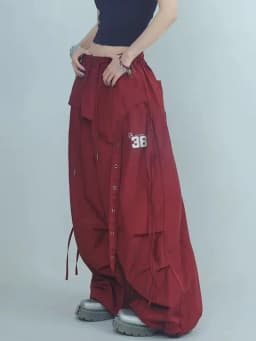 Y2K Streetwear Cargo Pants Women High Waist Baggy Patchwork Parachute Pants Bf Hip Hop All Match Ribbon Jazz Dance Sweatpants