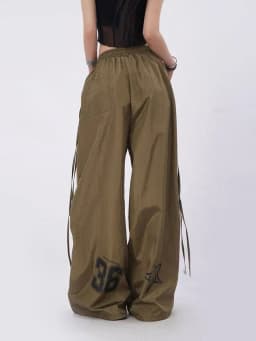 Y2K Streetwear Cargo Pants Women High Waist Baggy Patchwork Parachute Pants Bf Hip Hop All Match Ribbon Jazz Dance Sweatpants