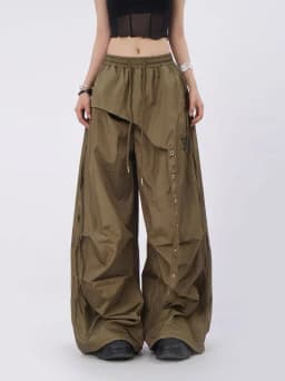 Y2K Streetwear Cargo Pants Women High Waist Baggy Patchwork Parachute Pants Bf Hip Hop All Match Ribbon Jazz Dance Sweatpants