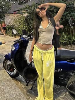 DEAT Fashion Mint Green Wide Leg Drawstring Sweatpants Women's Elastic High Rise Trousers Summer New 7A4833