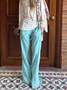 DEAT Fashion Mint Green Wide Leg Drawstring Sweatpants Women's Elastic High Rise Trousers Summer New 7A4833