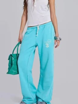 DEAT Fashion Mint Green Wide Leg Drawstring Sweatpants Women's Elastic High Rise Trousers Summer New 7A4833