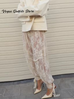 Loose Lace See Through Women's Lantern Pants Solid Ruffle Casual Female Trousers 2026 Spring Summer New Fashion Bottoms