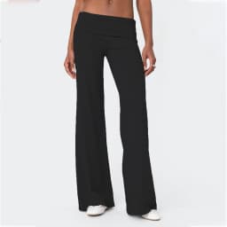 Gaono Women Wide Leg Fold Over Pants Casual Low Rise Yoga Pants Flare Leggings Y2k Skinny Pants Lounge Pants Streetwear