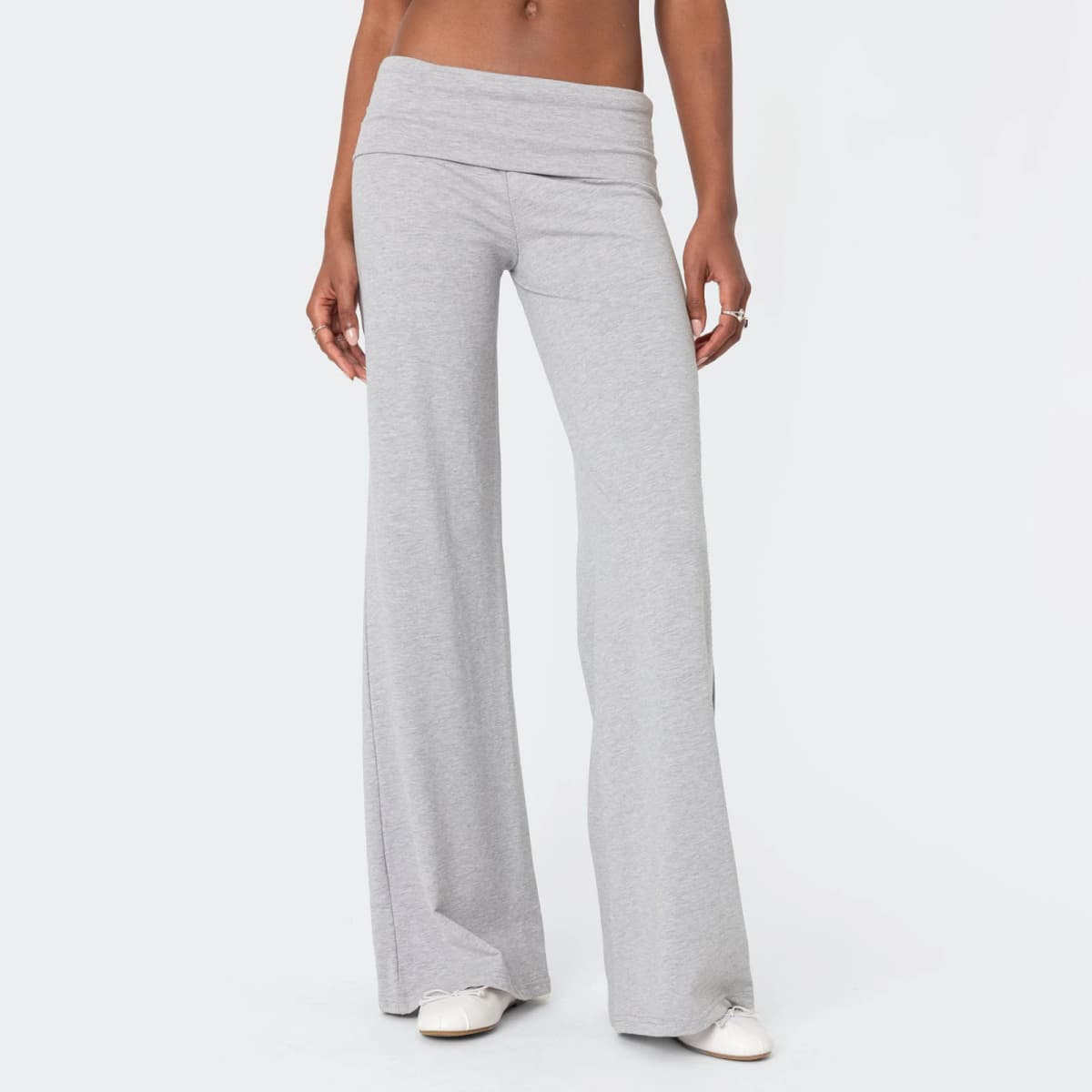 Gaono Women Wide Leg Fold Over Pants Casual Low Rise Yoga Pants Flare Leggings Y2k Skinny Pants Lounge Pants Streetwear