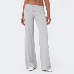 Gaono Women Wide Leg Fold Over Pants Casual Low Rise Yoga Pants Flare Leggings Y2k Skinny Pants Lounge Pants Streetwear