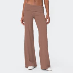 Gaono Women Wide Leg Fold Over Pants Casual Low Rise Yoga Pants Flare Leggings Y2k Skinny Pants Lounge Pants Streetwear