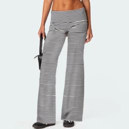 Gaono Women Wide Leg Fold Over Pants Casual Low Rise Yoga Pants Flare Leggings Y2k Skinny Pants Lounge Pants Streetwear