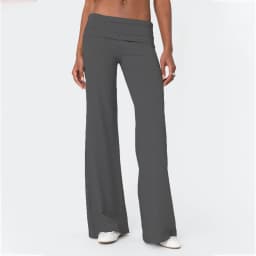 Gaono Women Wide Leg Fold Over Pants Casual Low Rise Yoga Pants Flare Leggings Y2k Skinny Pants Lounge Pants Streetwear