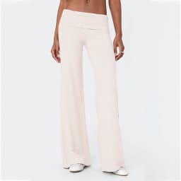 Gaono Women Wide Leg Fold Over Pants Casual Low Rise Yoga Pants Flare Leggings Y2k Skinny Pants Lounge Pants Streetwear