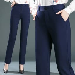 Women's Black Elastic Waist Pants, Fashion Slim Flare Pant, Khaki Camel Trousers, Navy Blue Pantalones Female, Asian Size S-10XL
